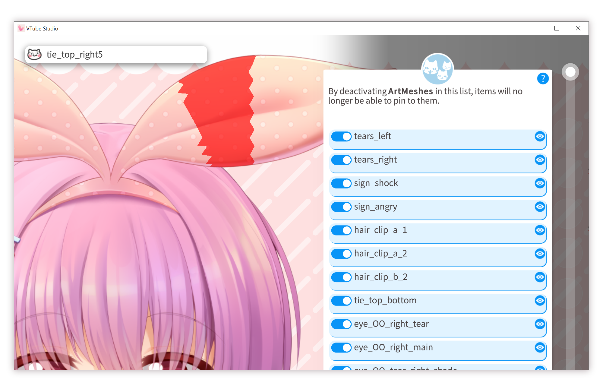 Exclude ArtMeshes from item pinning