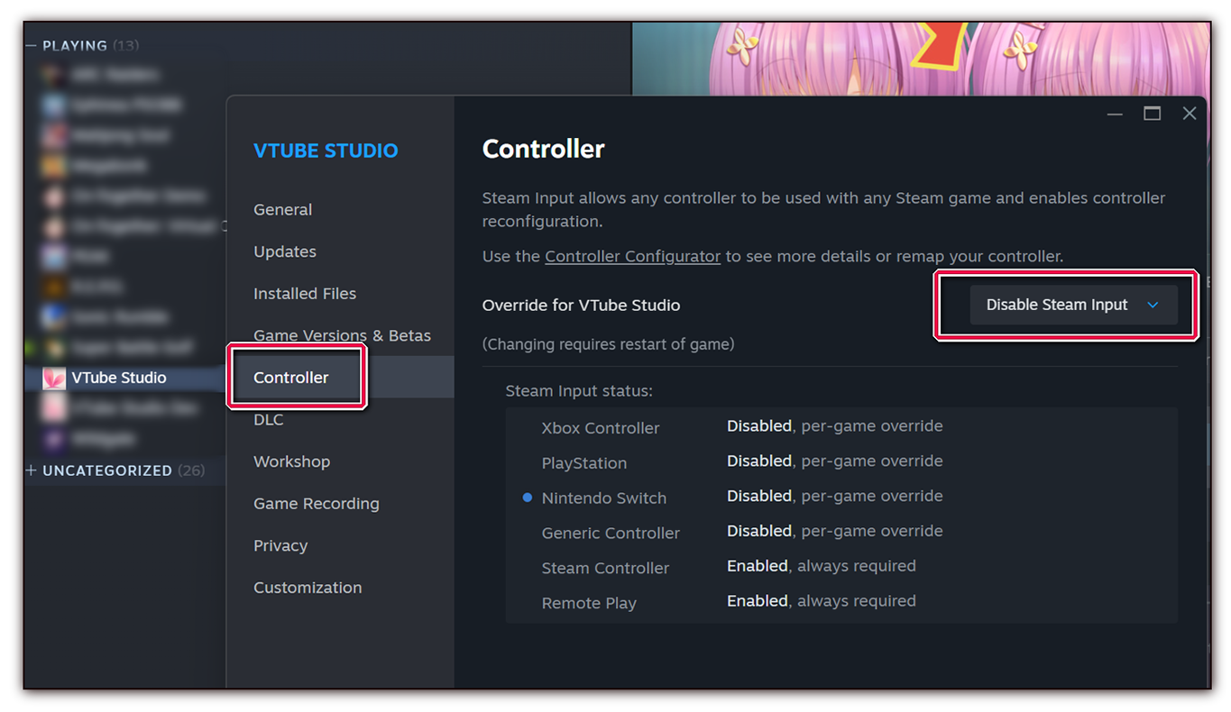 Steam 控制器输入设置