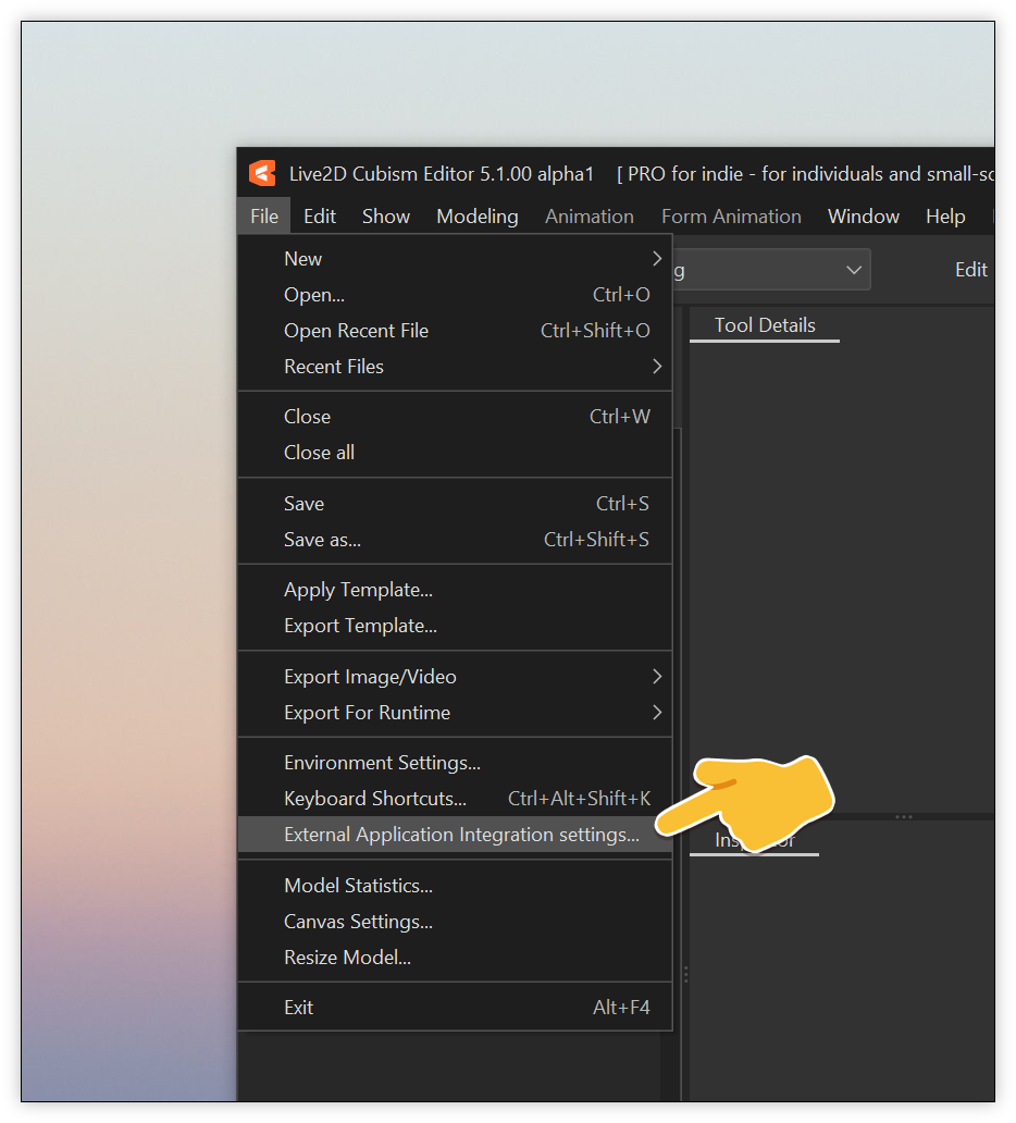 Live2D Cubism Editor API开启界面