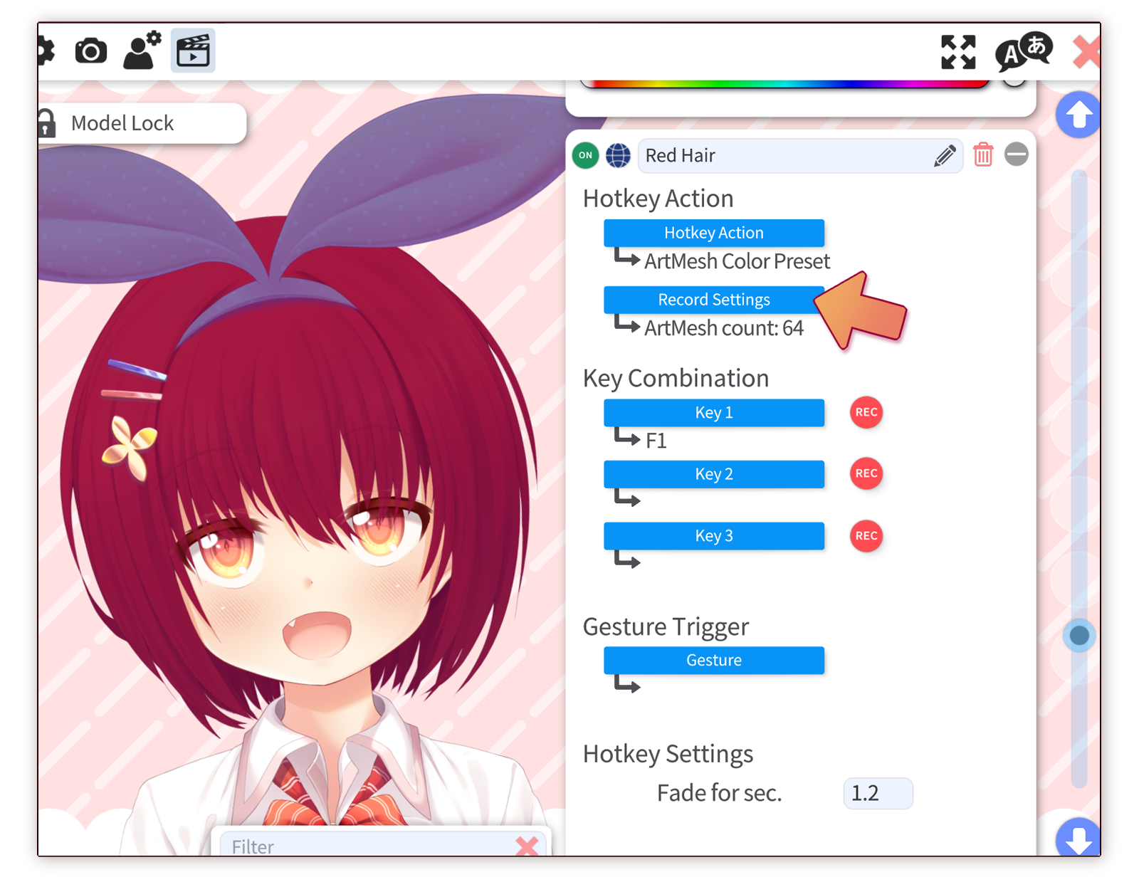 ArtMesh颜色预设快捷键设置界面