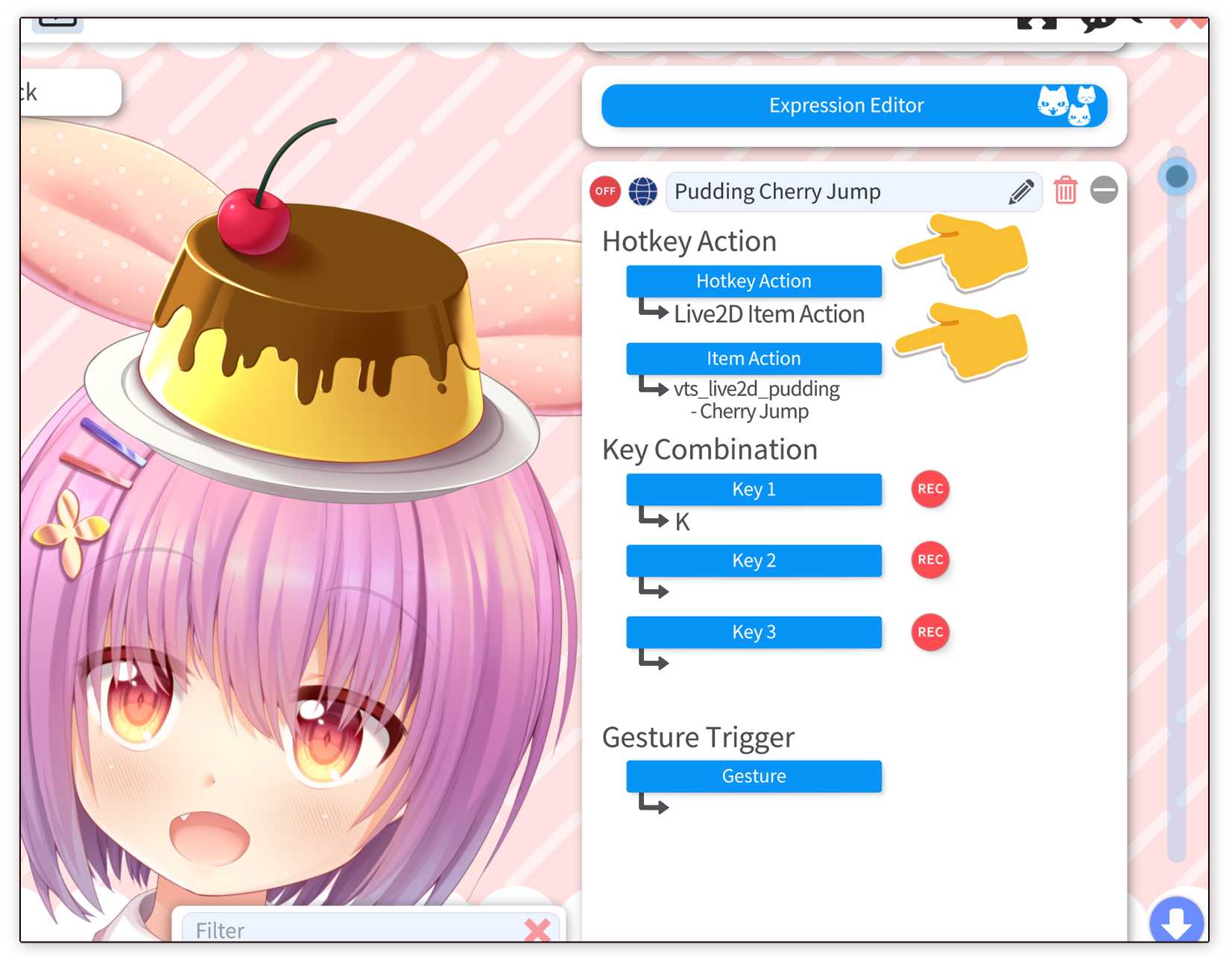 Live2D挂件动作快捷键设置界面1