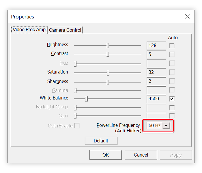 抗闪烁设置界面
