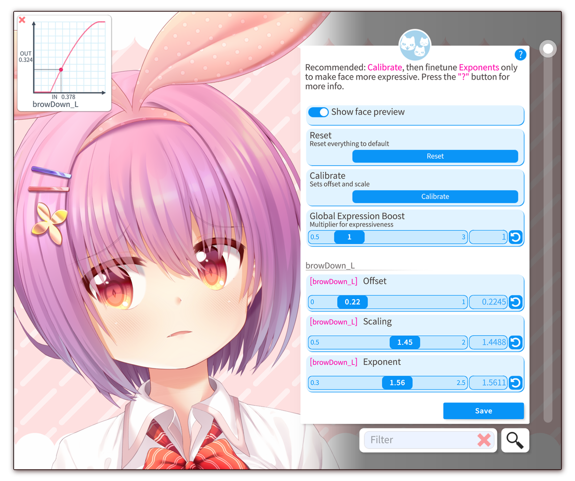 NVIDIA 跟踪器混合形状微调界面