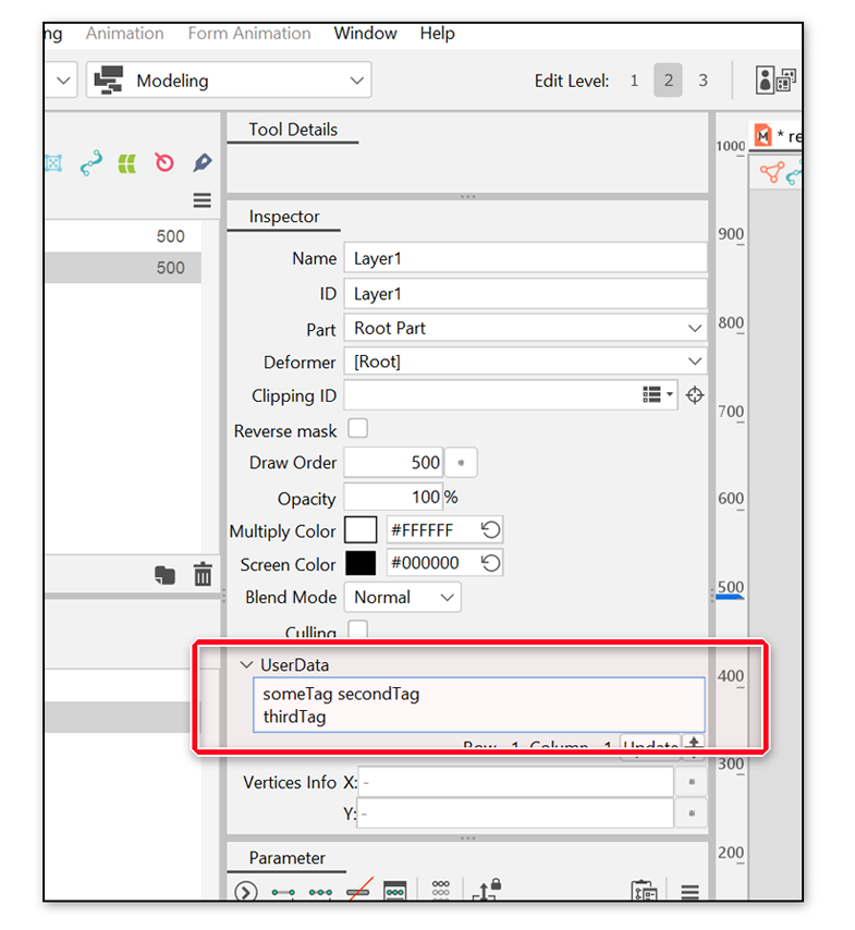 Setting up UserData in the Live2D Cubism Editor